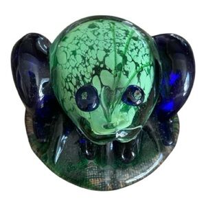 Vintage Murano Glass Frog, Green & Blue Primitive Folk Art, Exquisite Glass.